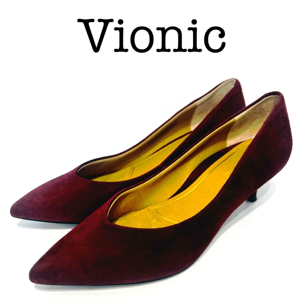 Vionic Josie Burgundy Suede Leather Heels Size 7.5
